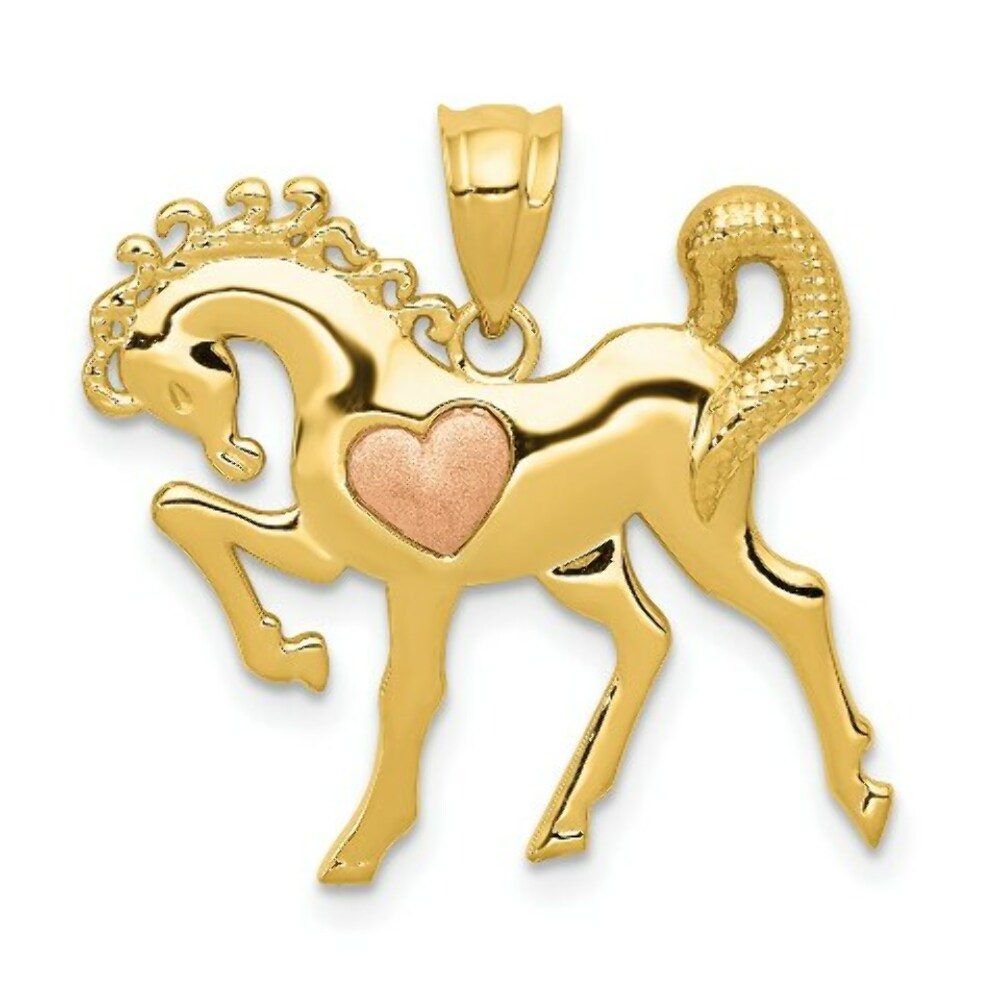14K Yellow Gold Yellow & Rose Gold Horse with Heart Charm