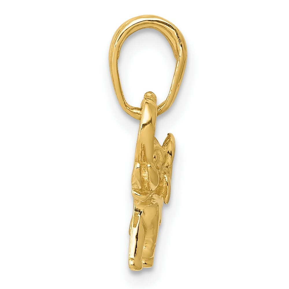 14K Yellow Gold Polished Elephant Charm