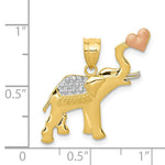 Load image into Gallery viewer, 14K Yellow Gold Yellow &amp; Rose Gold w/ Rhodium Diamond-cut Elephant w/Heart Pendant
