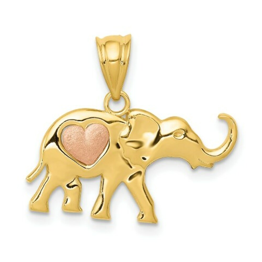 14K Yellow Gold Yellow & Rose Gold Elephant w/Heart Charm