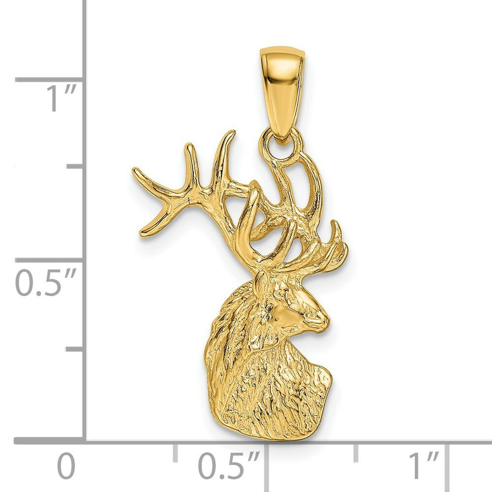 14K Yellow Gold Polished Deer Head Charm