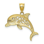 Load image into Gallery viewer, 14K Yellow Gold Filigree Dolphin Pendant
