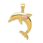 Load image into Gallery viewer, 14K Yellow Gold Two Tone Dolphin w/Heart Pendant
