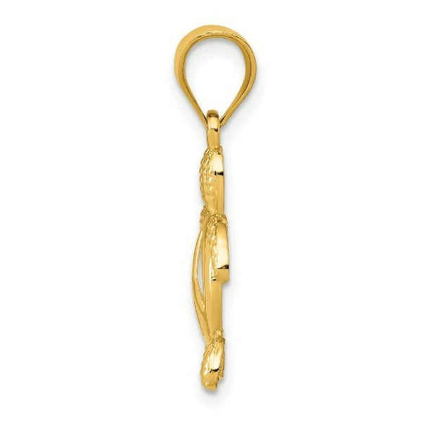 14K Yellow Gold Peace Turtle Pendant