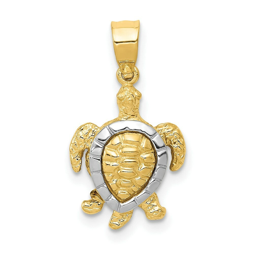 14K Yellow Gold Yellow & White Gold Turtle Charm