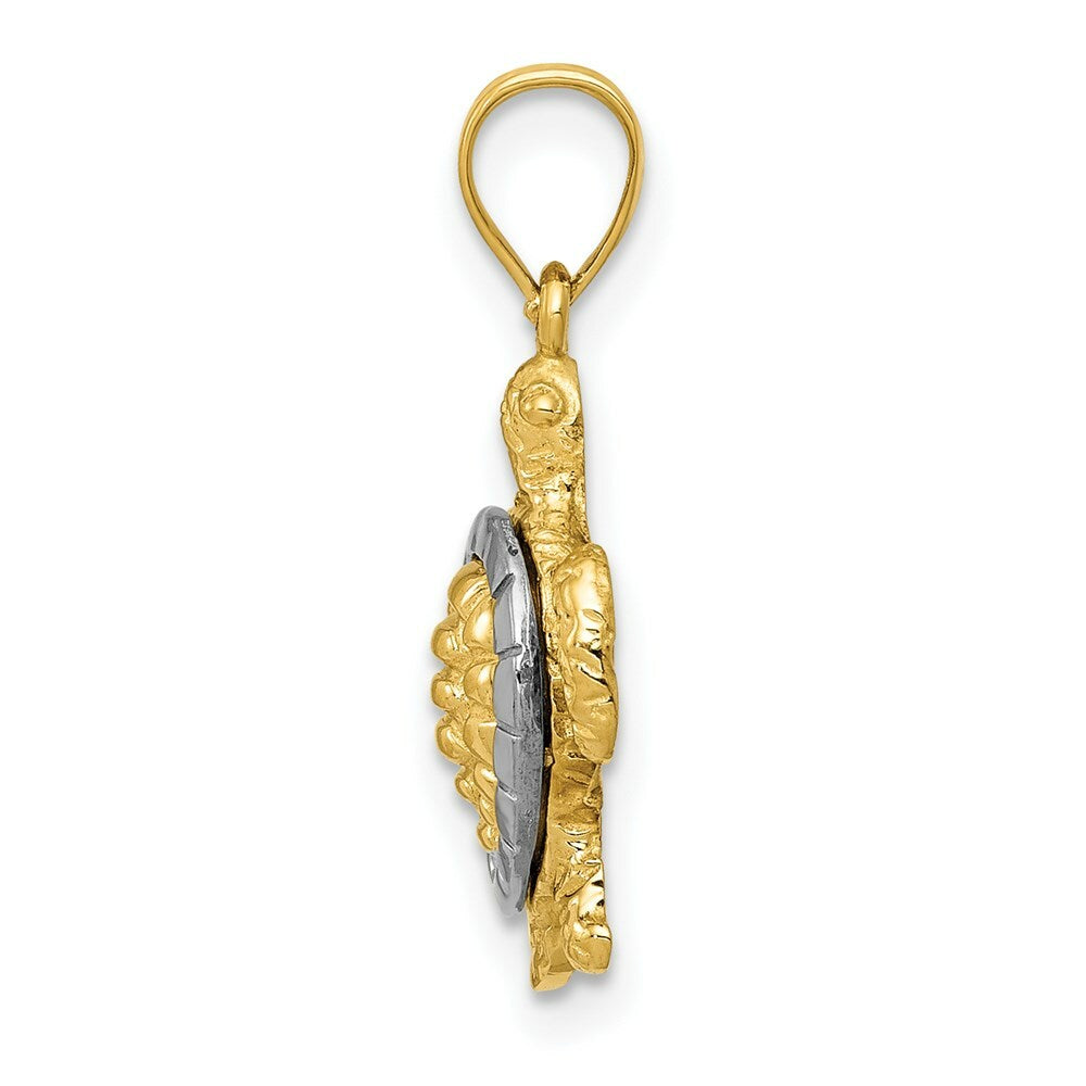 14K Yellow Gold Yellow & White Gold Turtle Charm