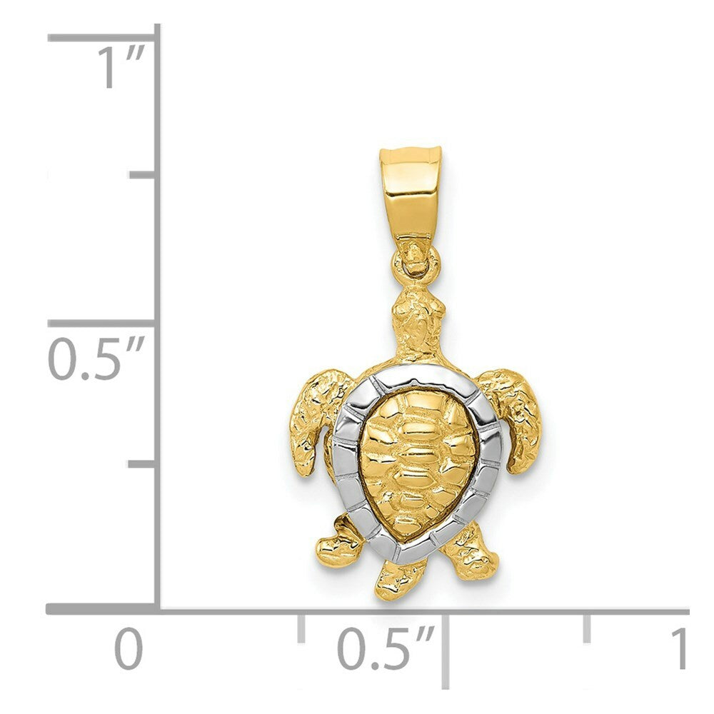 14K Yellow Gold Yellow & White Gold Turtle Charm