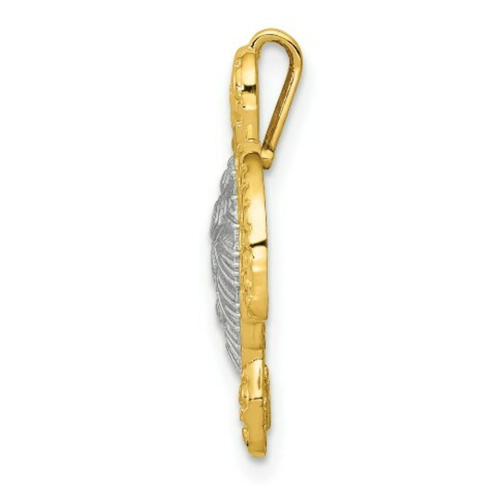 14K Two-tone Gold White & Yellow Gold Turtle Pendant Slide