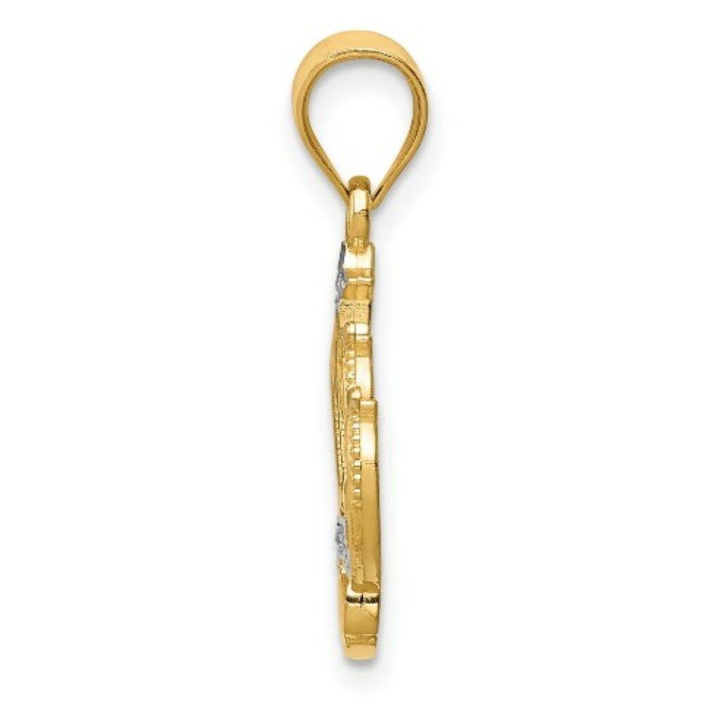 14K Yellow Gold & Rhodium Crown Pendant