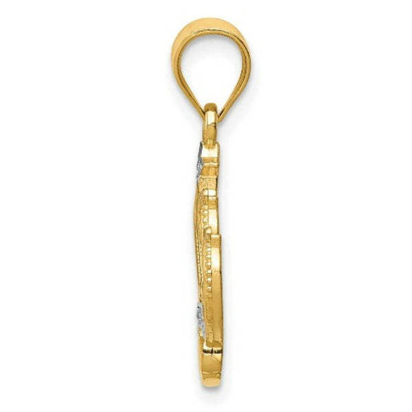 14K Yellow Gold & Rhodium Crown Pendant