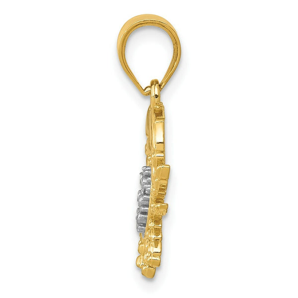 14K Yellow Gold & Rhodium Diamond-cut Crab Pendant