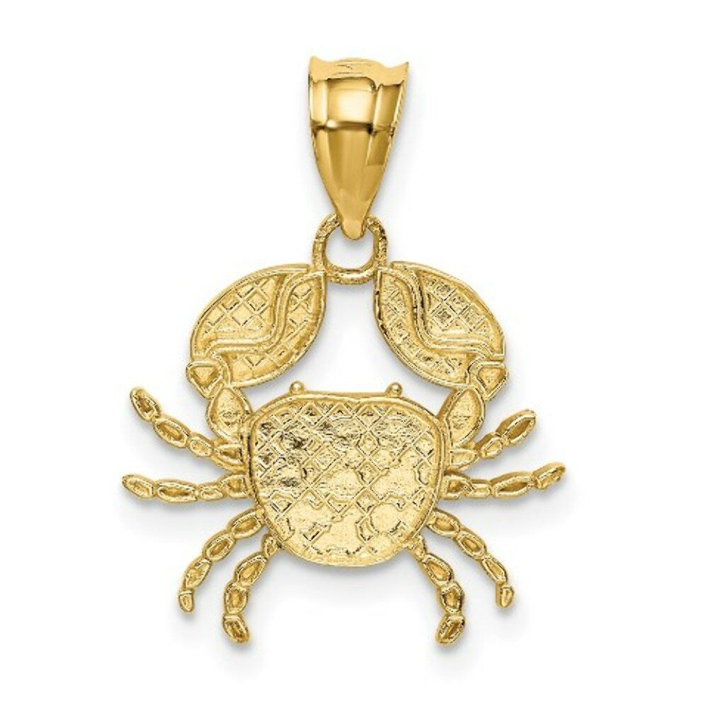 14K Yellow Gold & Rhodium Diamond-cut Crab Pendant
