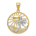 Load image into Gallery viewer, 14K Yellow Gold Two tone Sun &amp; Palm Tree Pendant

