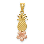Load image into Gallery viewer, 14K Yellow Gold Yellow &amp; Rose Gold Pineapple w/ Plumeria Pendant
