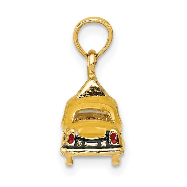 14K Yellow Gold 3D Enameled TAXI Pendant