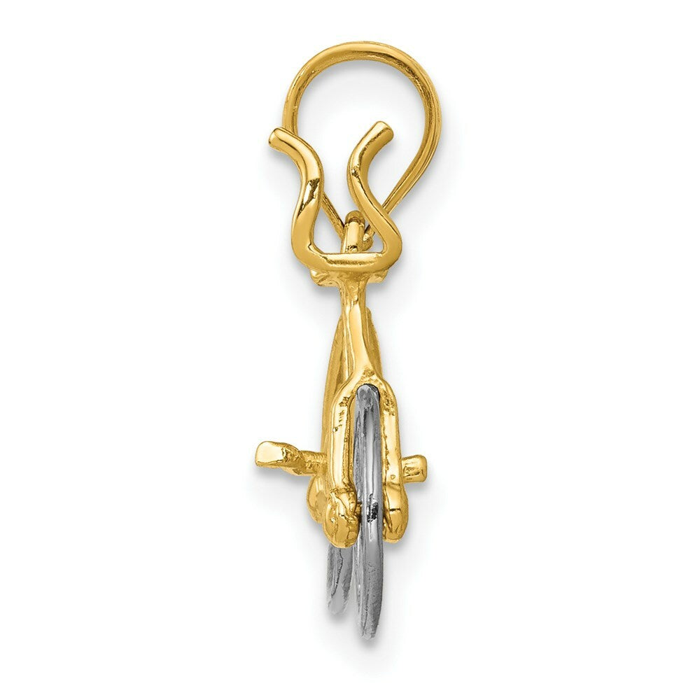 14K Yellow Gold Yellow & White Gold Moveable Bicycle Pendant