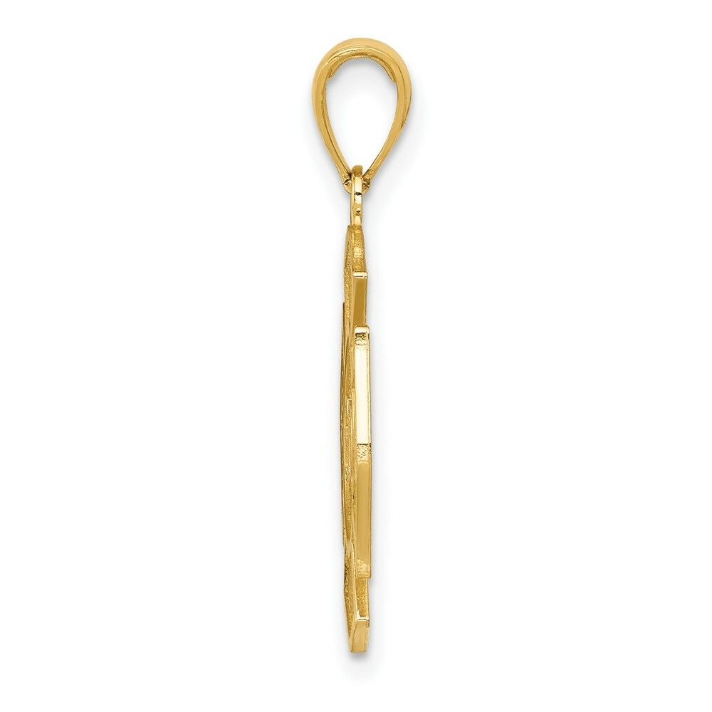 14K Yellow Gold Fire Department Badge Pendant