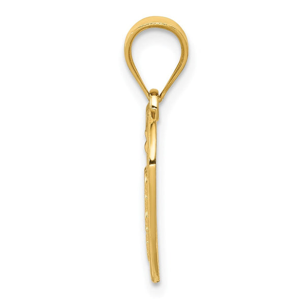 14K Yellow Gold Caduceus Heart Medical Pendant