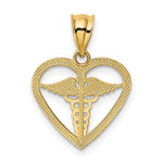 Load image into Gallery viewer, 14K Yellow Gold Caduceus Heart Medical Pendant
