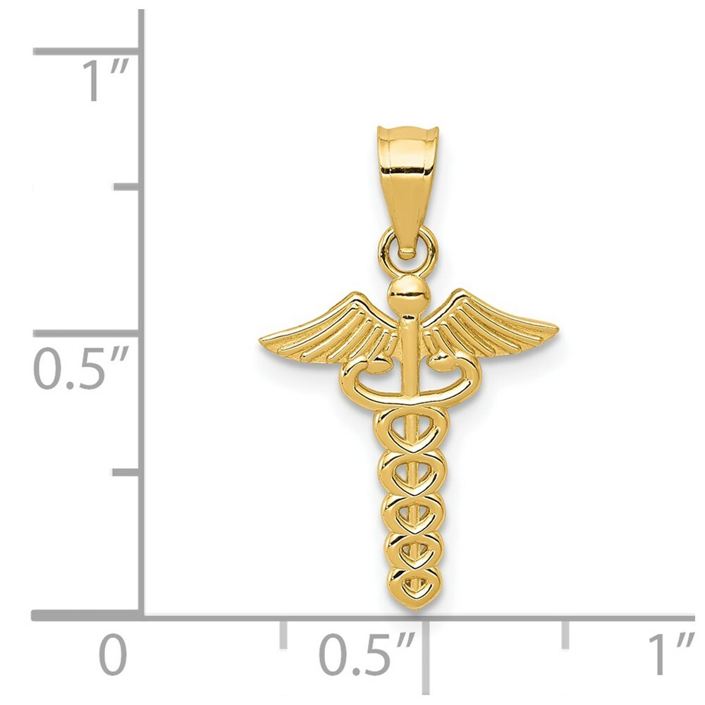 14K Yellow Gold Caduceus Medical Pendant