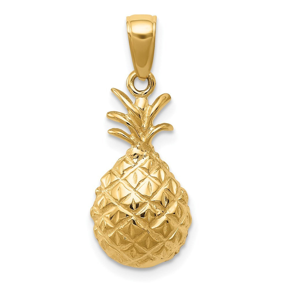 14K Yellow Gold Diamond-cut Pineapple Pendant