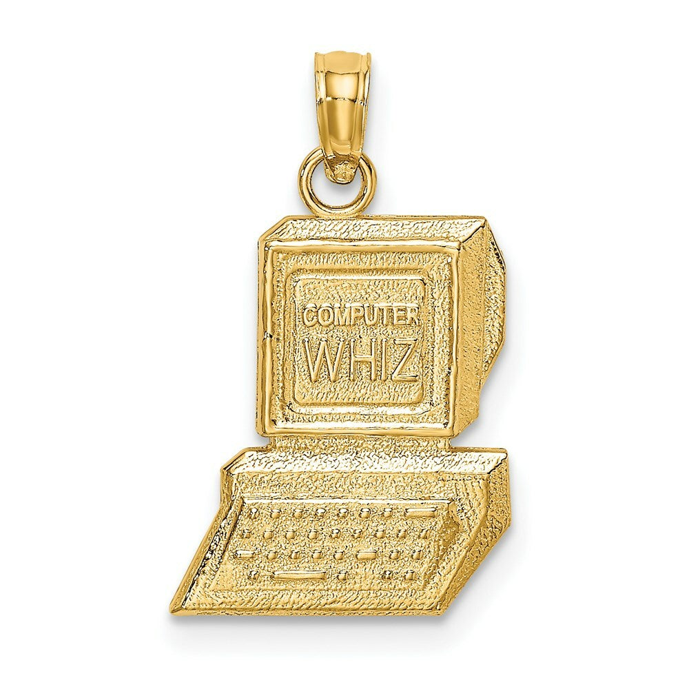 14K Yellow Gold Computer Wiz Charm Pendant