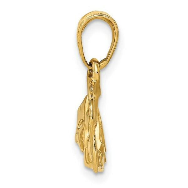 14K Yellow Gold Satin Polished Open-Backed Comedy/Tragedy Pendant