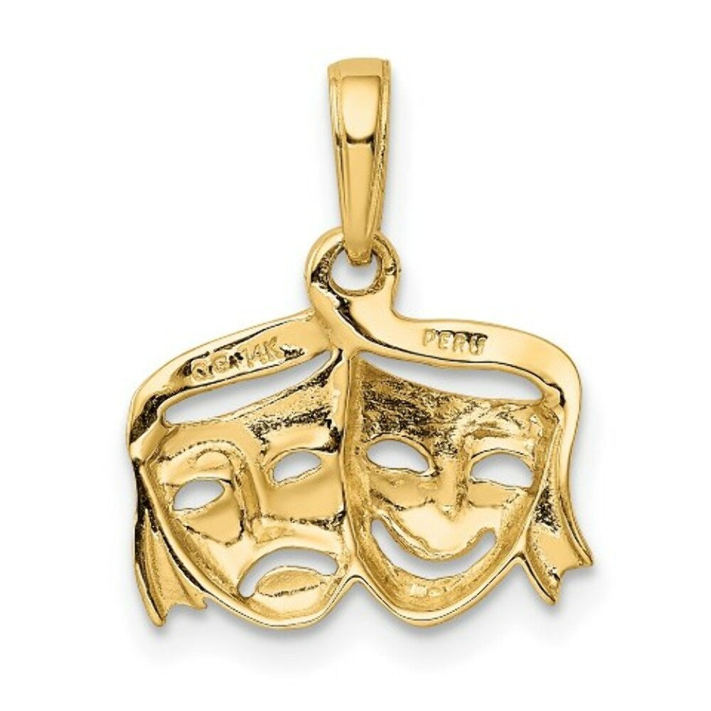 14K Yellow Gold Satin Polished Open-Backed Comedy/Tragedy Pendant