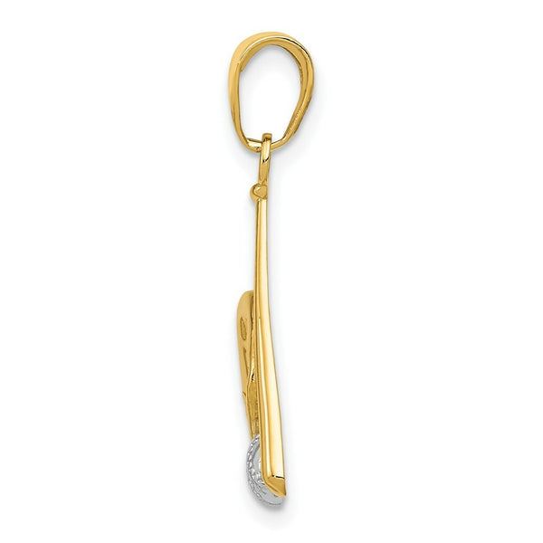 14K Yellow Gold & Rhodium Baseball, Bat, & Glove Pendant