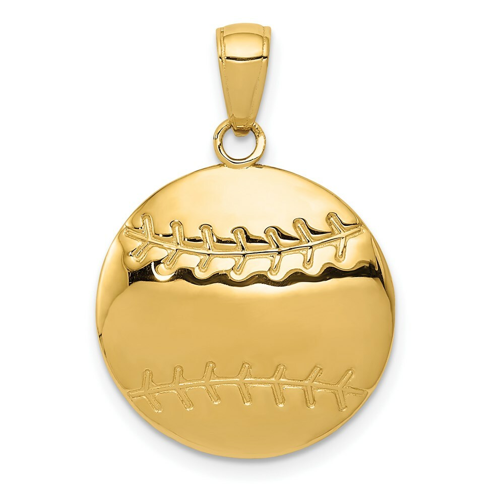 14K Yellow Gold Diamond-Cut Baseball Charm