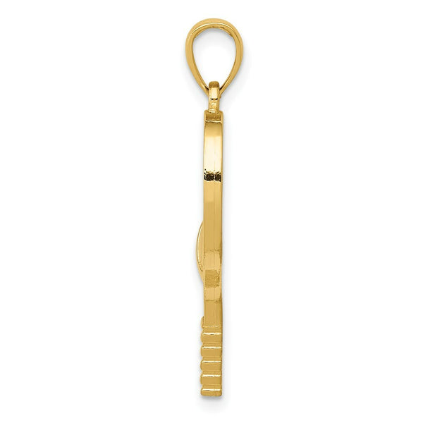 14K Yellow Gold Diamond-Cut Tennis Racquet Charm