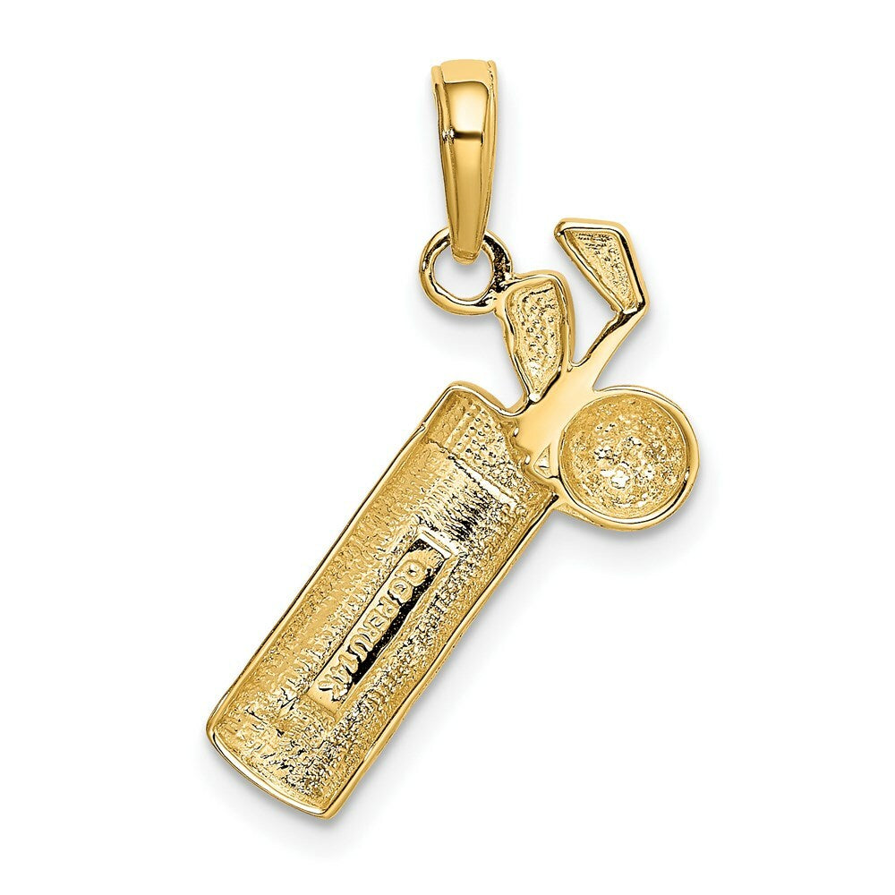 14K Yellow Gold Diamond-cut Golf Bag Charm