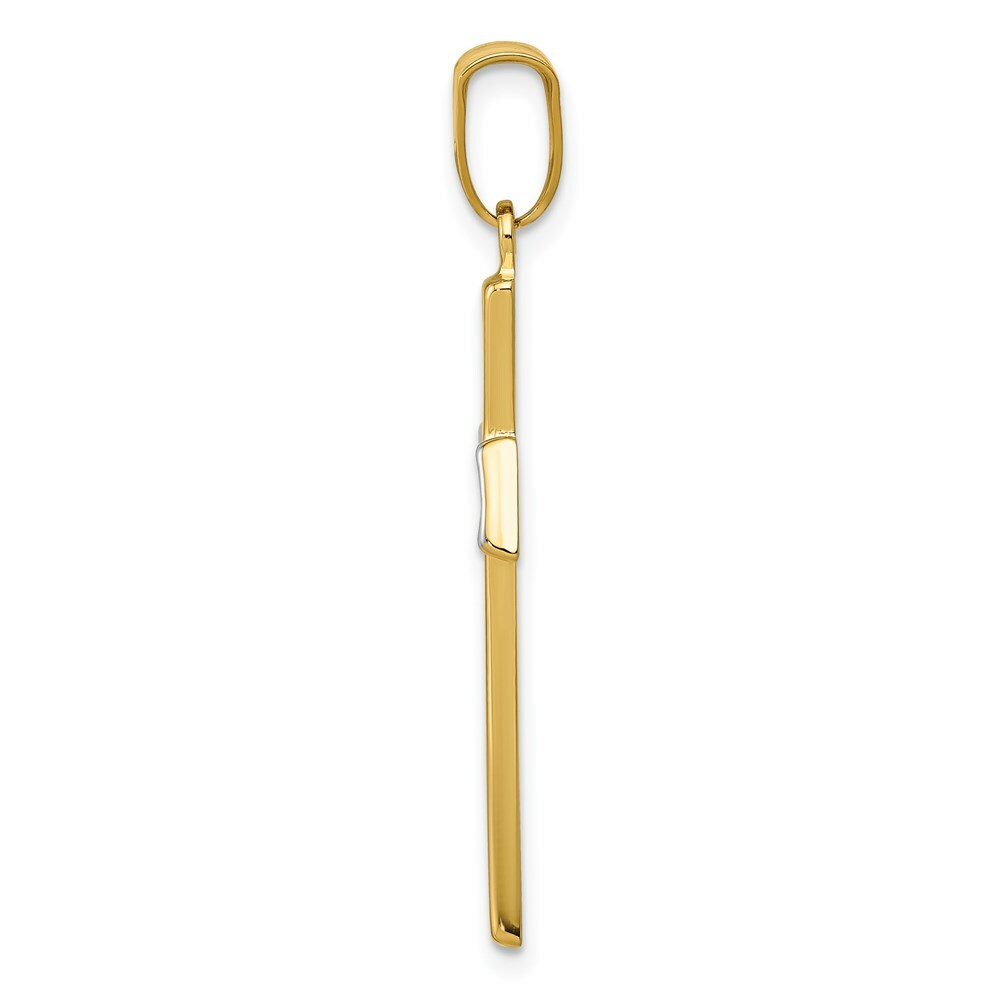14K Yellow Gold & Rhodium Polished Cross Pendant