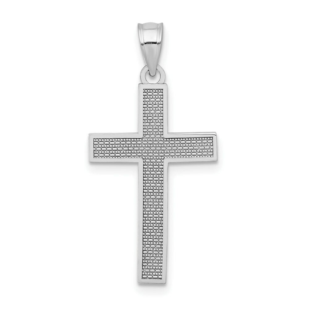 14K White Gold Cross Pendant 25mm length