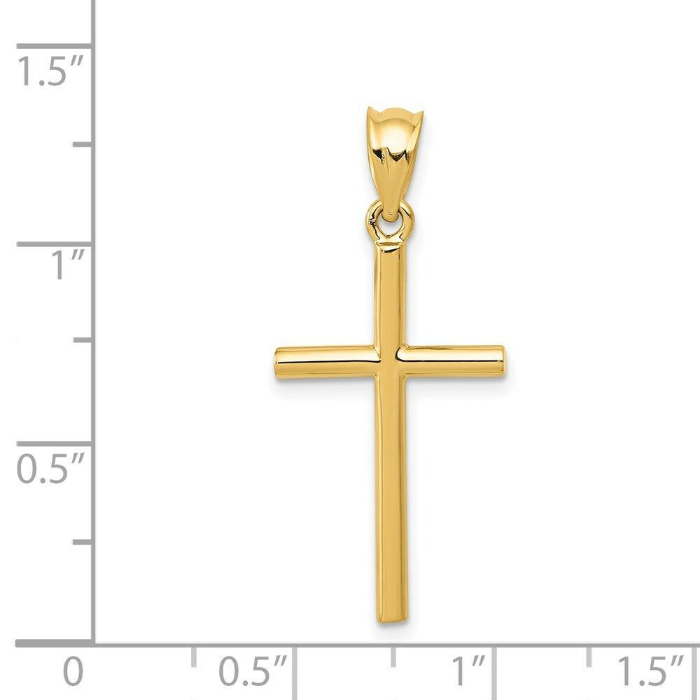14K Yellow Gold Cross Pendant 25mm length