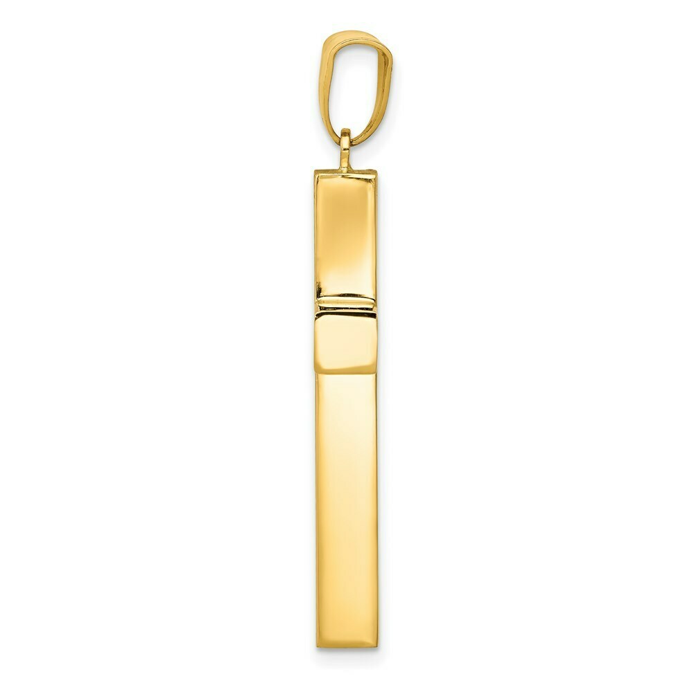 14K Yellow Gold Hollow Cross Pendant 33mm length