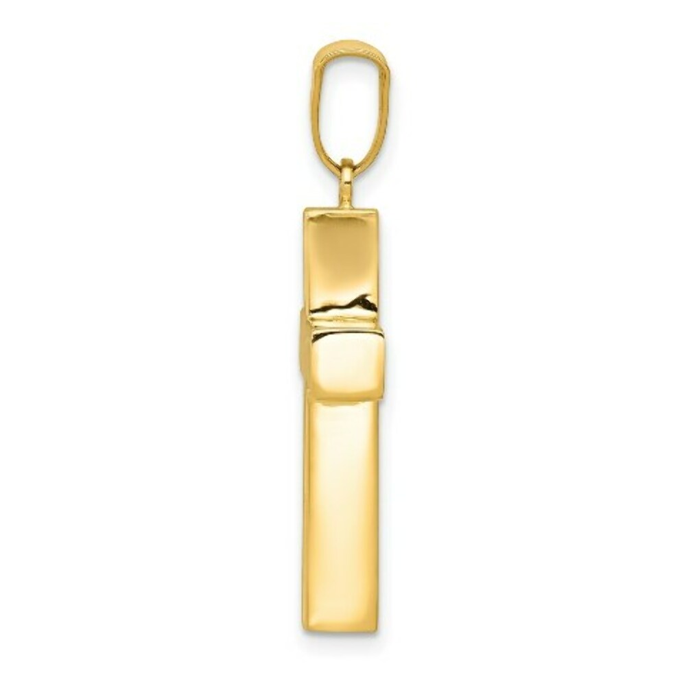 14K Yellow Gold Hollow Cross Pendant 26mm length