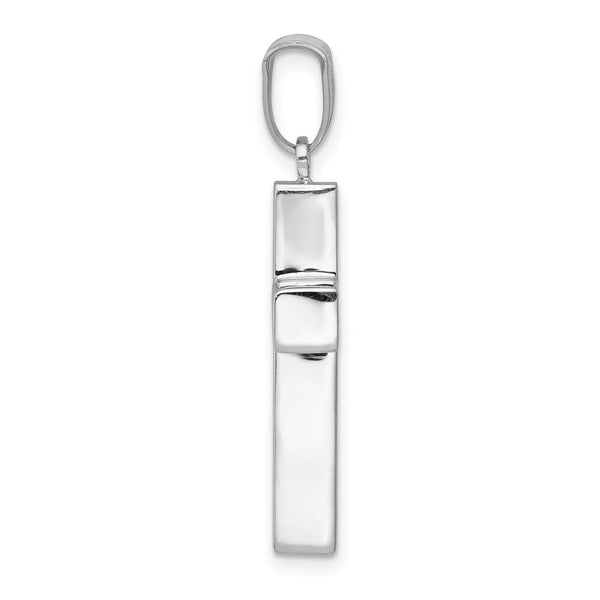 14K White Gold Polished Hollow Cross Pendant 25mm length