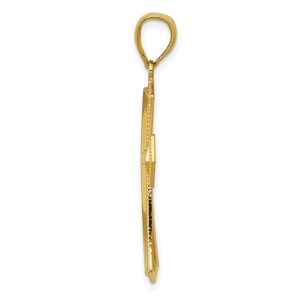 14K Yellow Gold Passion Cross Pendant 29mm length