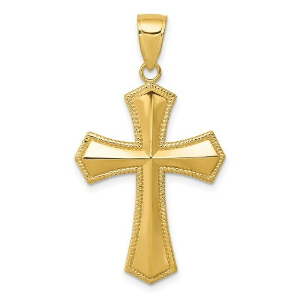 14K Yellow Gold Passion Cross Pendant 29mm length
