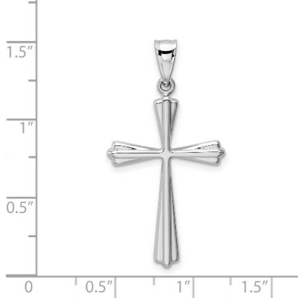 14K White Gold Polished Cross Pendant 30mm length