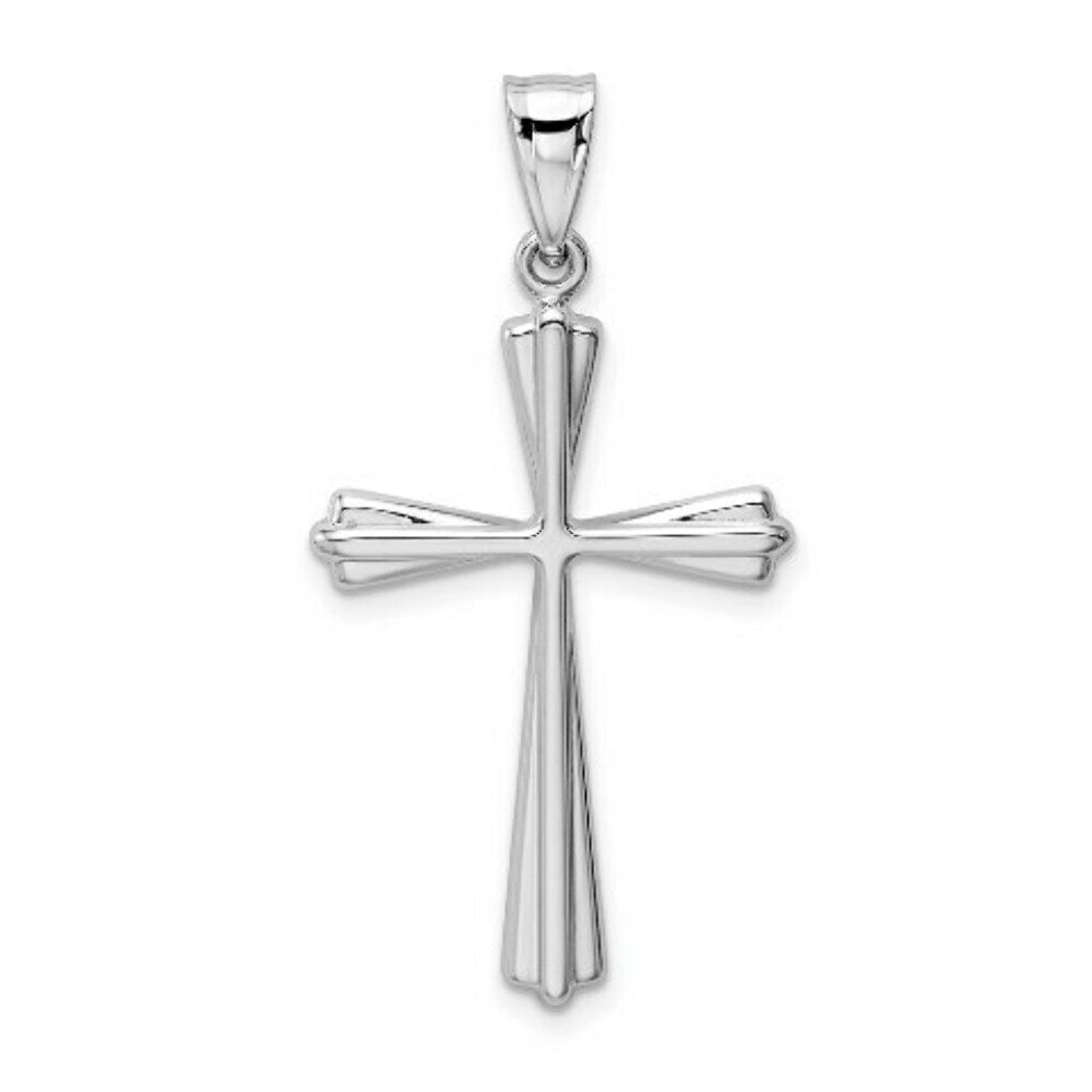 14K White Gold Polished Cross Pendant 30mm length