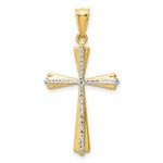 Load image into Gallery viewer, 14K Yellow Gold Rhodium Diamond Cut Cross Pendant 30mm length
