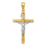 Load image into Gallery viewer, 14K Two-tone Gold INRI Hollow Crucifix Pendant 53mm length
