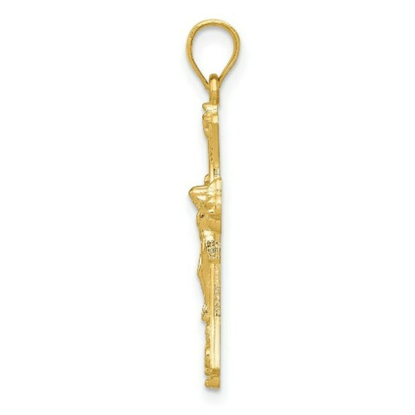 14K Yellow Gold Crucifix Pendant 26mm length