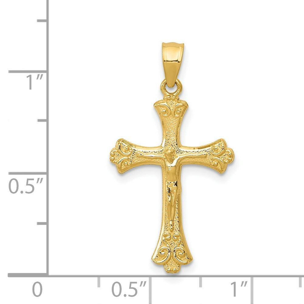 14K Yellow Gold Crucifix Pendant 26mm length