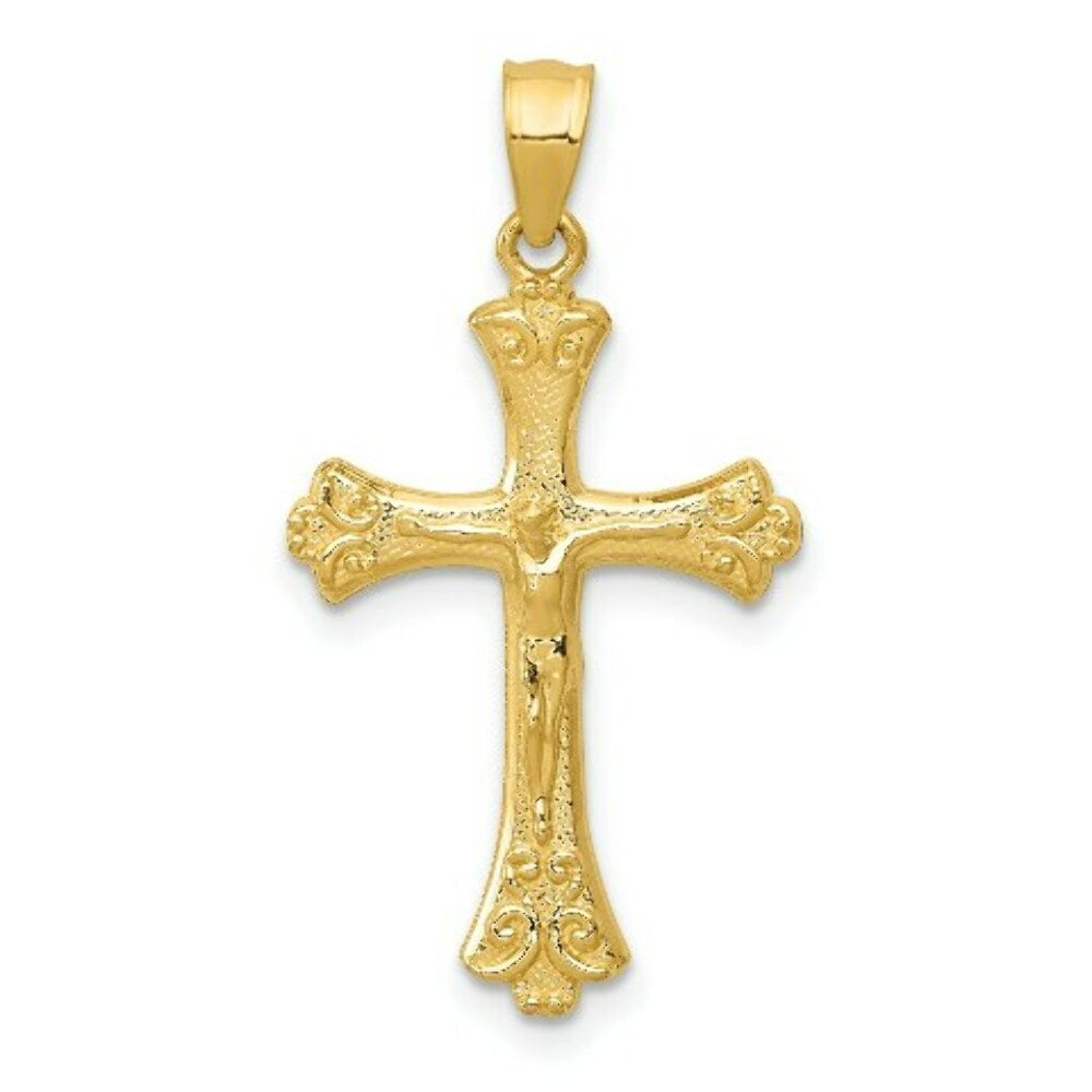 14K Yellow Gold Crucifix Pendant 26mm length