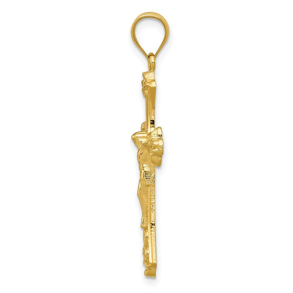 14K Yellow Gold Crucifix Pendant 30mm length