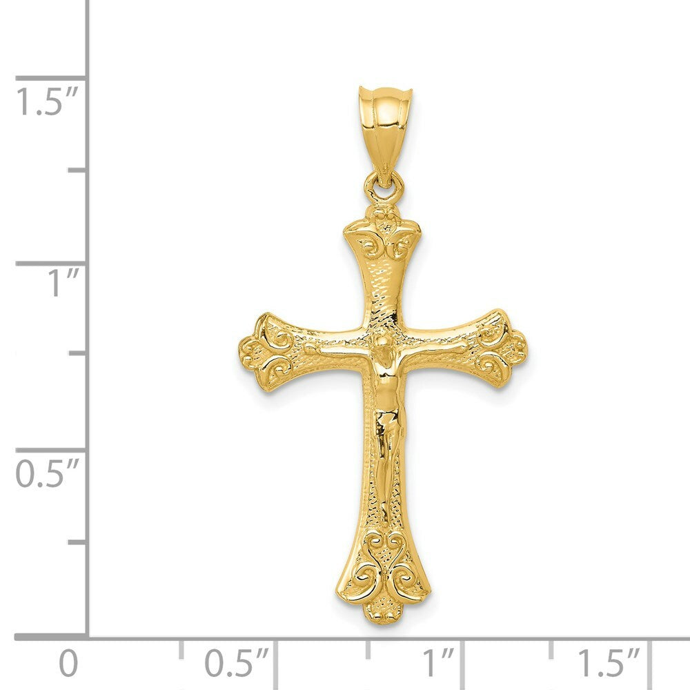 14K Yellow Gold Crucifix Pendant 30mm length