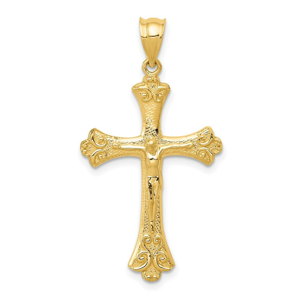 14K Yellow Gold Crucifix Pendant 30mm length